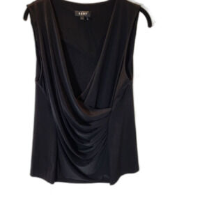 DKNY Black Wrap Look Women's Top